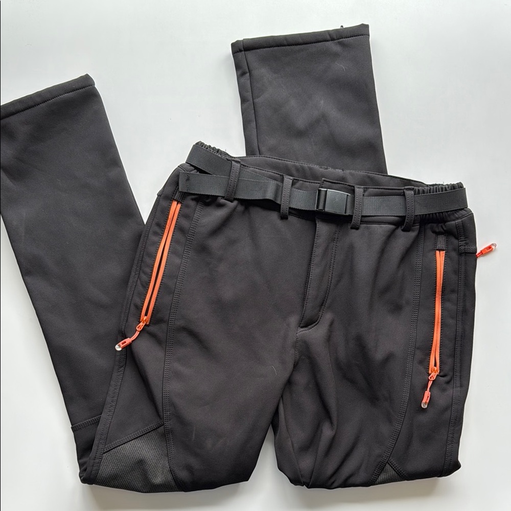 Men's Black Gash Hao Snowboarding Skiing Pants with Orange Accents